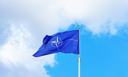 Vilnius, Lithuania - September 3, 2015: NATO flag waving by the wind *** Local Caption *** @Bildtext:Landskapsregeringen har framfört att man vill delta i Finlands kommande Natoförhandlingar till den del som Ålands status berörs.@Normal:<@Foto>Foto: iStock