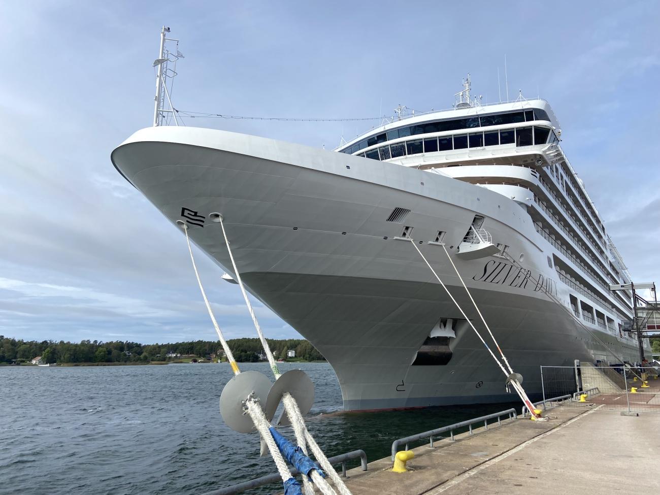 Silver Dawn är sist ut bland de inbokade kryssningsfartygen. Här är hon vid ett anlöp i Mariehamn i fjol.@Normal_indrag:<@Fotograf>Malin Henriksson