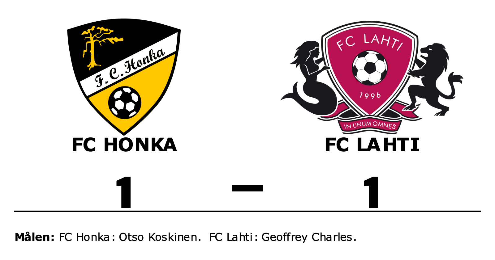 FC Honka spelade lika mot FC Lahti
