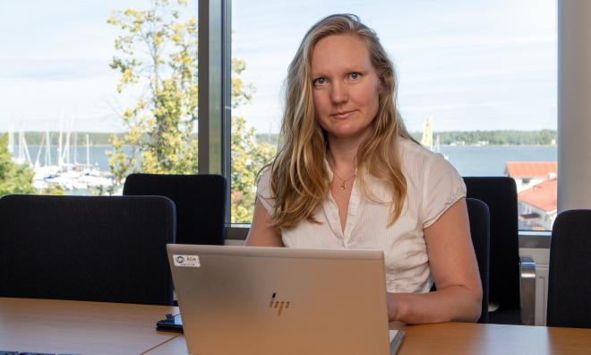 Maria Borgström på kontoret, regeringen, lördagsporträtt Cajsa Borgström