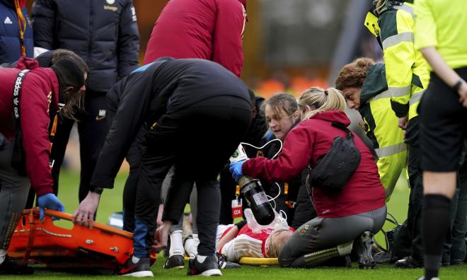 Arsenals Frida Maanum fick behandling efter kollapsen i ligacupfinalen. Arkivbild.