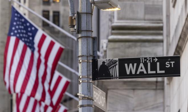Wall Street i New York. Arkivbild