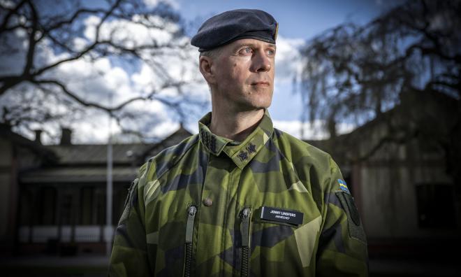 Jonny Lindfors, arméchef och generalmajor, besöker på Södra skånska regementet, P7, Revinge.