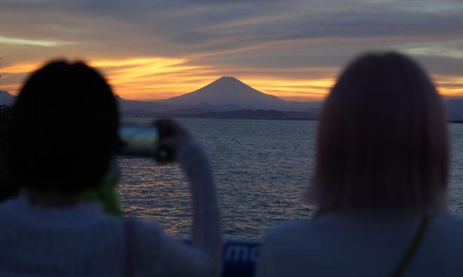 Berget Fuji i Japan. Arkivbild.