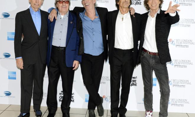 Rolling Stones vid premiären av filmen "The Rolling Stones – Crossfire hurricane" 2012. Från vänster: Charlie Watts, Bill Wyman, Keith Richards, Ronnie Wood och Mick Jagger. Arkivbild.