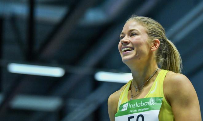 Julia Henriksson sprang för första gången 100 meter under 11 sekunder, när hon tog guld på Nordiska mästerskapen i friidrott på lördagen. Arkivbild.