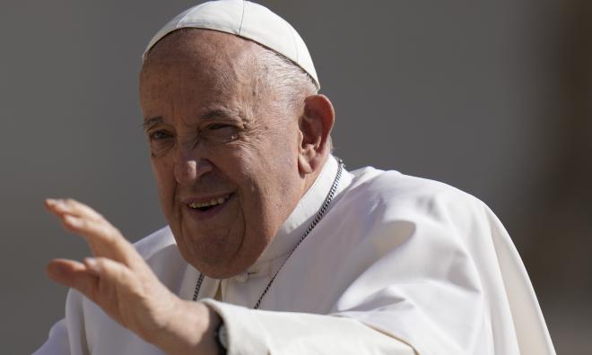 Påve Franciskus på Petersplatsen i Vatikanen i onsdags.