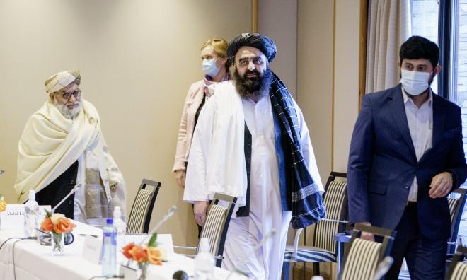 Talibanrepresentanter vid ett möte 2022 i Norge. Arkivbild.