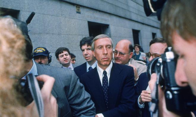 Ivan Boesky vid rättegången i New York 1987. Arkivbild.