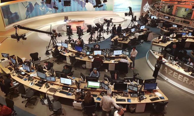 Arkivbild från Al Jazeeras redaktion i Doha, Qatar.