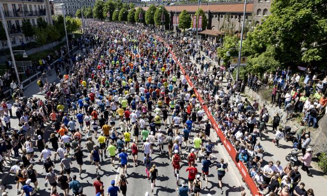 Extra säkerhetsåtgärder har införts vid lördagens Stockholm Marathon. Arkivbild.
