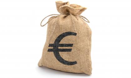 Bag from a sacking with euro sign isolated on a white background.