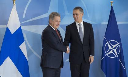 NATO Secretary General Jens Stoltenberg welcomes the President of the Republic of Finland, Sauli Niinisto at NATO headquarters