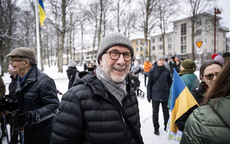 Ukrainaplatsen, manifestation mot kriget på årsdagen, Ukrainakriget, 