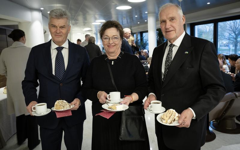 Tage Silander (MSÅ), Gyrid Högman (C) och Jan Salmén (C) tackade för sig när lagtinget firade avslutning för den gångna mandatperioden. 