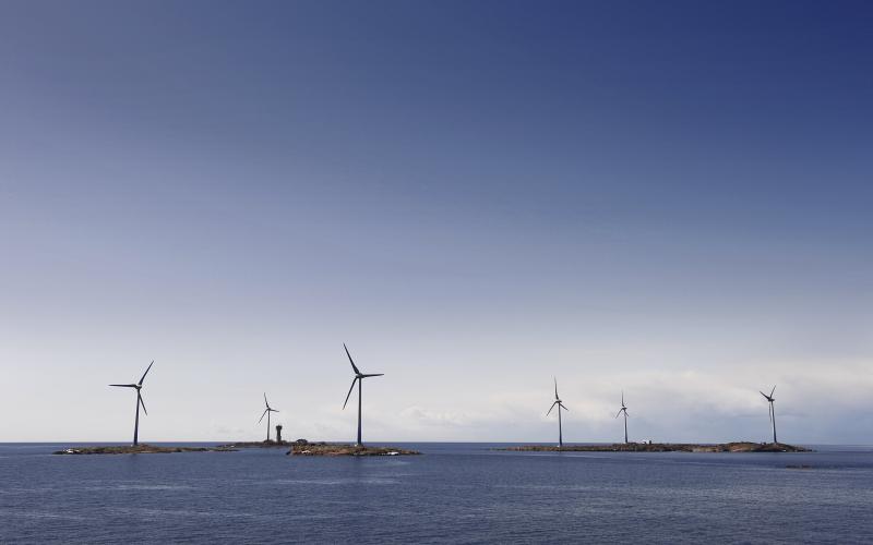 På bilden synd vindkraftsverken på Båtskären. 