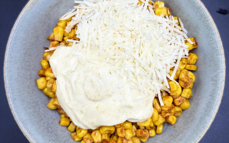 Corn esquites är mitt absoluta favorittillbehör till tacos.@Normal_indrag: